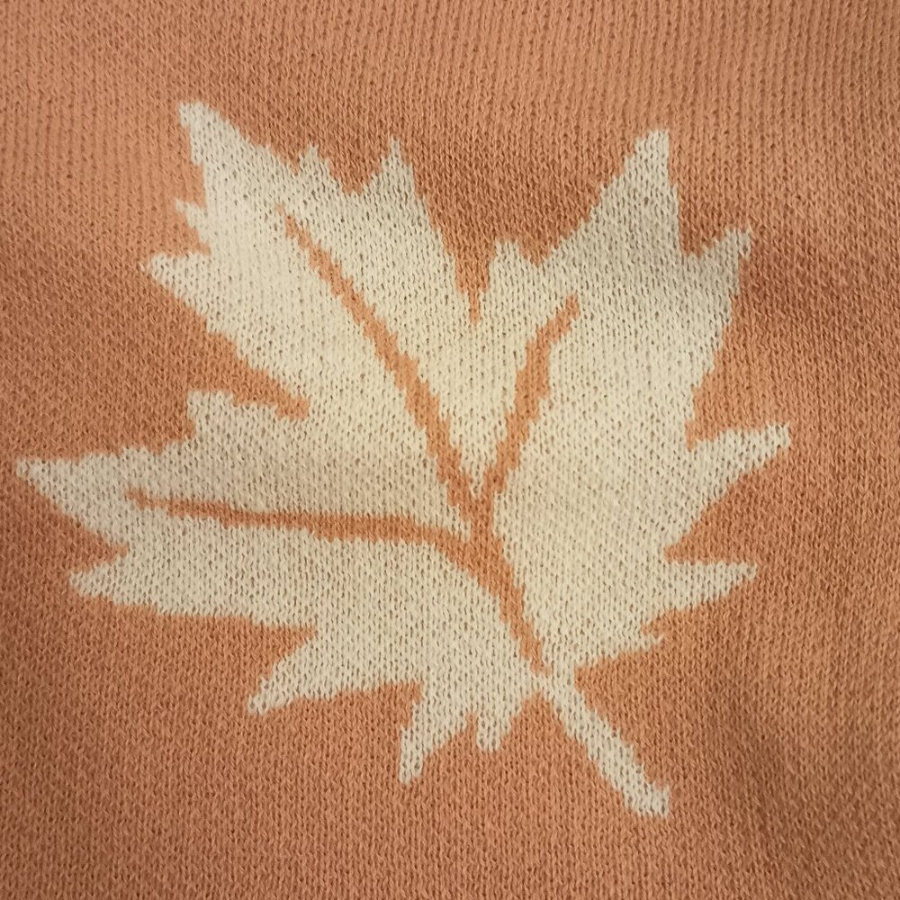 Loft Size XL Yellowish Orange Cardigan with Fall Leaves (NWT) - Picture 8 of 11